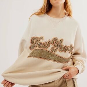 Free People Beaded Ombré Bali Drifter Sweatshirt Oversized